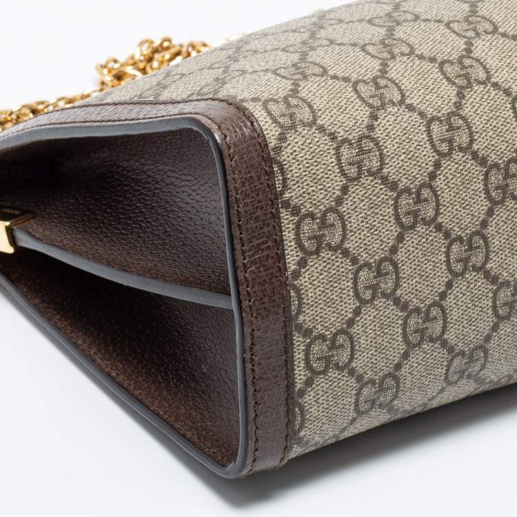 Pre Owned Gucci Beige/Brown GG Supreme Canvas And Leather Medium Ophidia Shoulder Bag