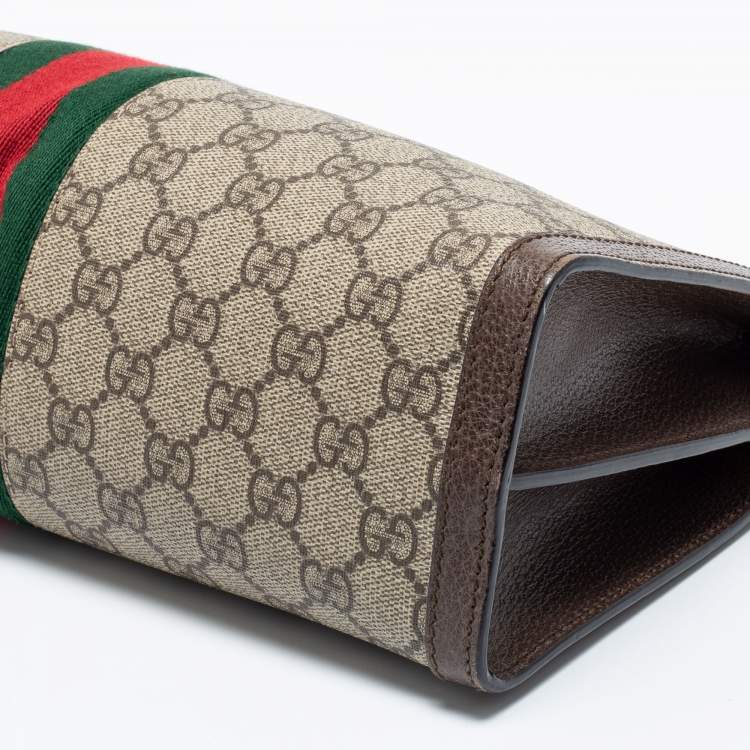 Pre Owned Gucci Beige/Brown GG Supreme Canvas And Leather Medium Ophidia Shoulder Bag