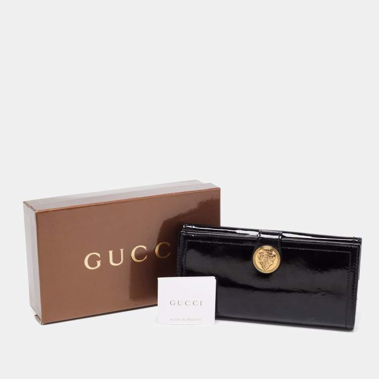 مملوكة مسبقًا Gucci Black Patent Leather Hysteria Continental Wallet