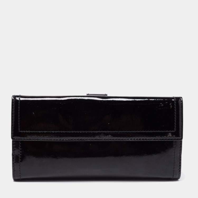 مملوكة مسبقًا Gucci Black Patent Leather Hysteria Continental Wallet