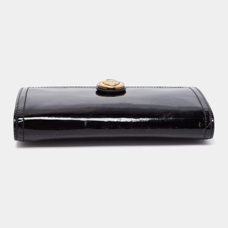 مملوكة مسبقًا Gucci Black Patent Leather Hysteria Continental Wallet