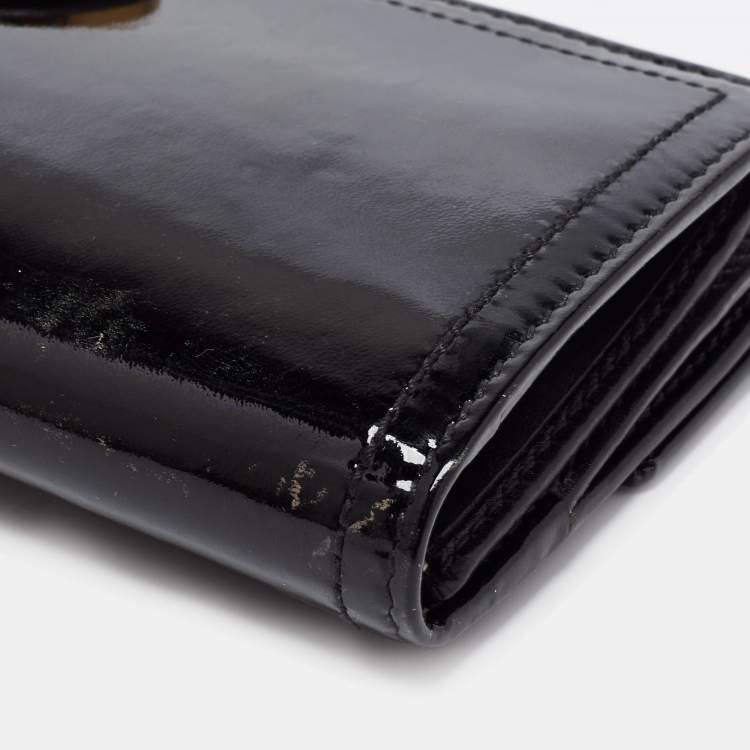 مملوكة مسبقًا Gucci Black Patent Leather Hysteria Continental Wallet