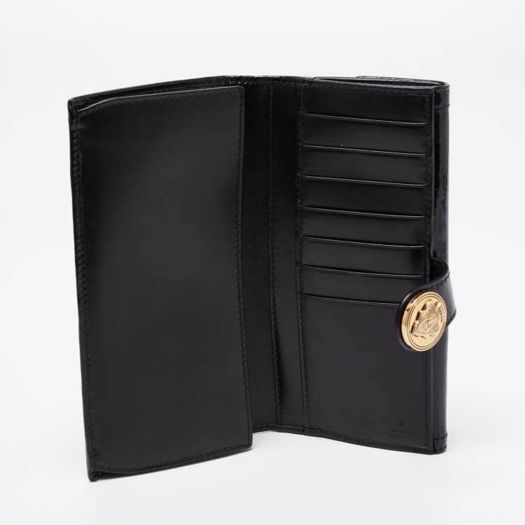 مملوكة مسبقًا Gucci Black Patent Leather Hysteria Continental Wallet