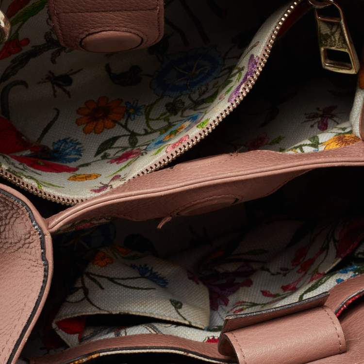 مملوكة مسبقًا Gucci Old Rose Leather Bamboo Handle Tote