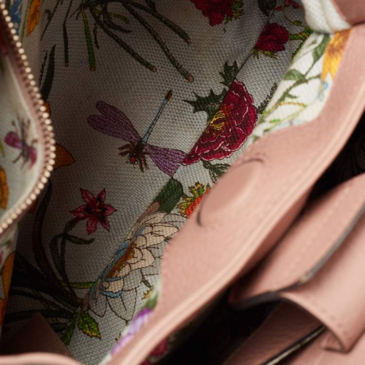 مملوكة مسبقًا Gucci Old Rose Leather Bamboo Handle Tote