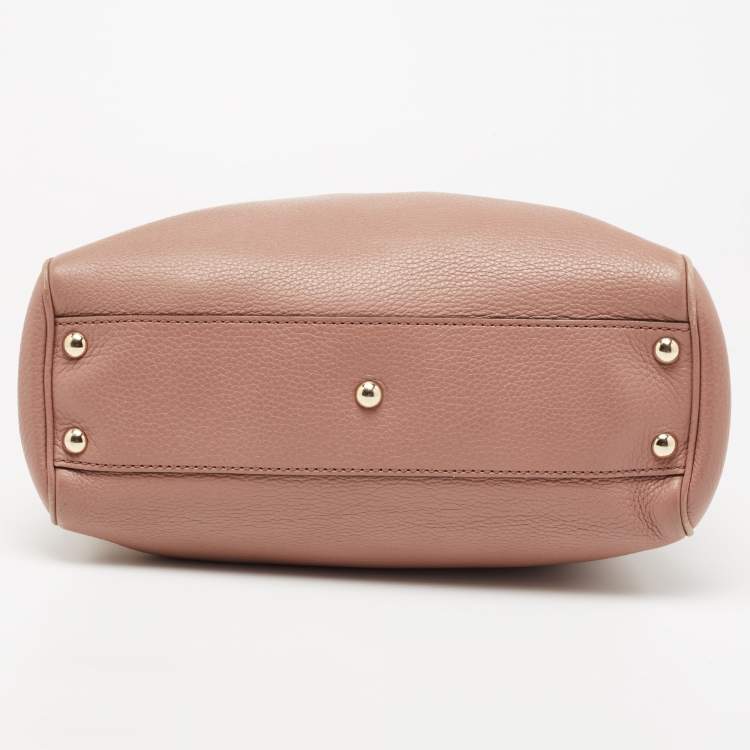 مملوكة مسبقًا Gucci Old Rose Leather Bamboo Handle Tote