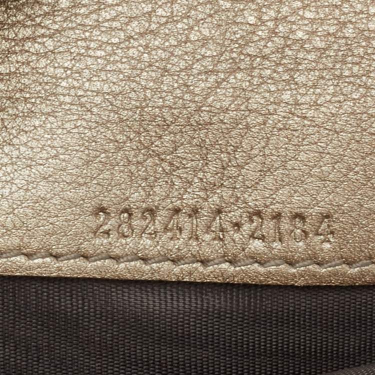 Pre Owned Gucci Metallic Beige Leather Soho Flap Continental Wallet