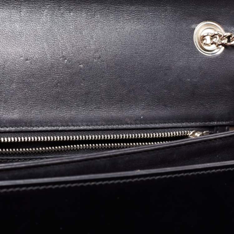 Pre Owned Gucci Black Leather GG Interlocking Shoulder Bag
