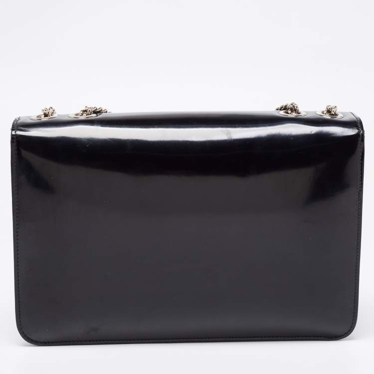 Pre Owned Gucci Black Leather GG Interlocking Shoulder Bag