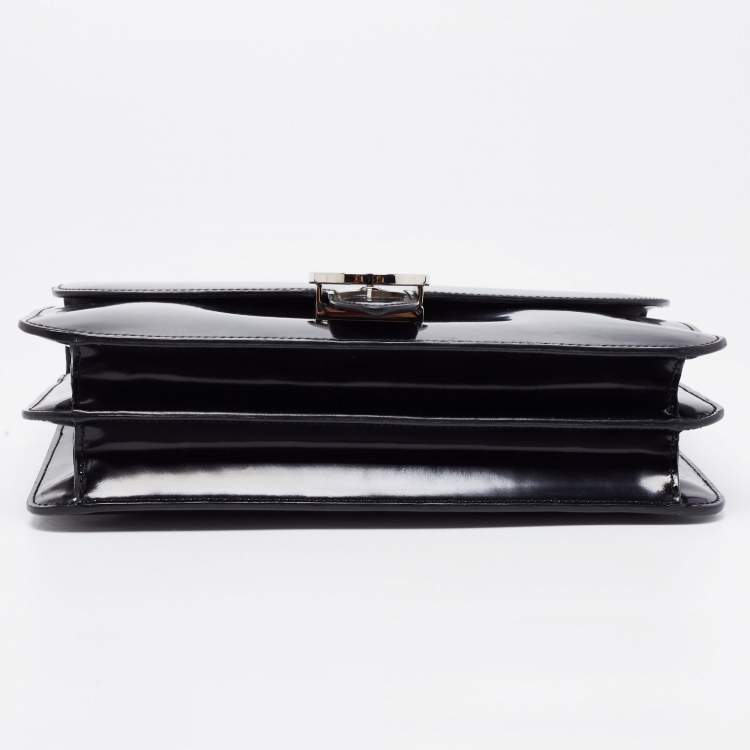 Pre Owned Gucci Black Leather GG Interlocking Shoulder Bag