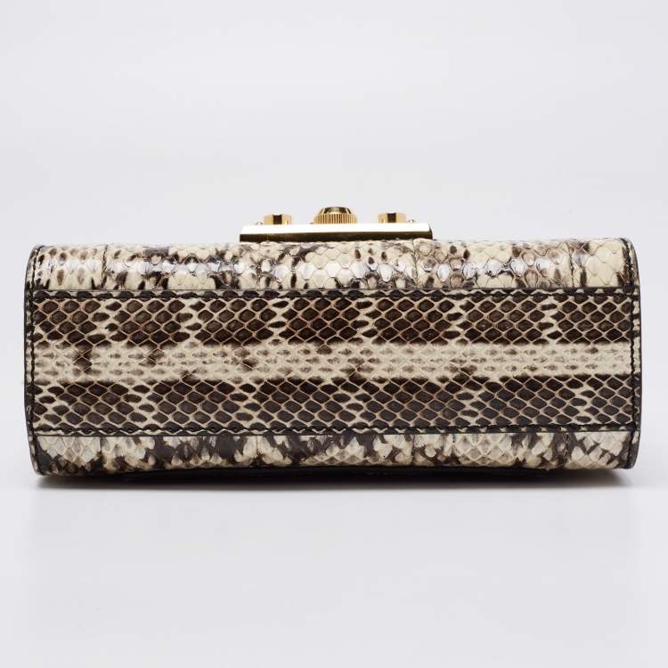Pre Owned Gucci Purple/Beige Snakeskin Small Padlock Shoulder Bag