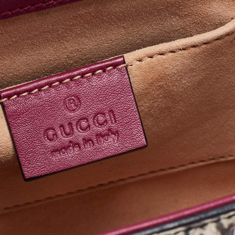 Pre Owned Gucci Purple/Beige Snakeskin Small Padlock Shoulder Bag