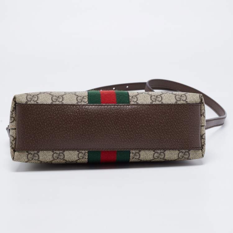 Pre Owned Gucci Beige/Brown GG Supreme Canvas And Leather Ophidia Shoulder Bag