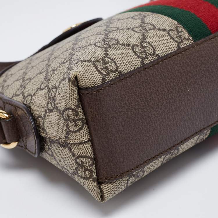 Pre Owned Gucci Beige/Brown GG Supreme Canvas And Leather Ophidia Shoulder Bag
