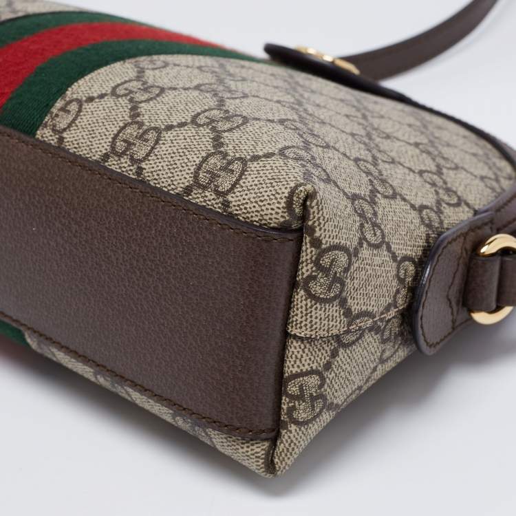 Pre Owned Gucci Beige/Brown GG Supreme Canvas And Leather Ophidia Shoulder Bag