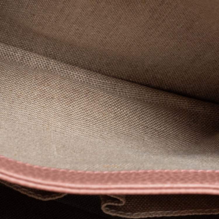 Pre Owned Gucci Dusty Pink Leather Dollar Interlocking G Top Handle Bag