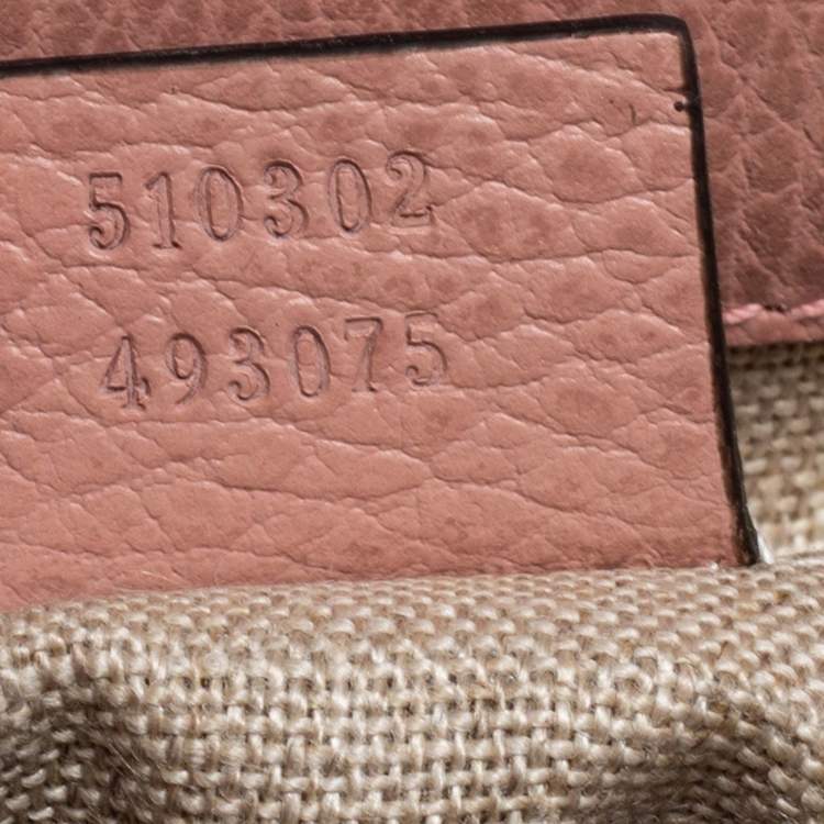 Pre Owned Gucci Dusty Pink Leather Dollar Interlocking G Top Handle Bag
