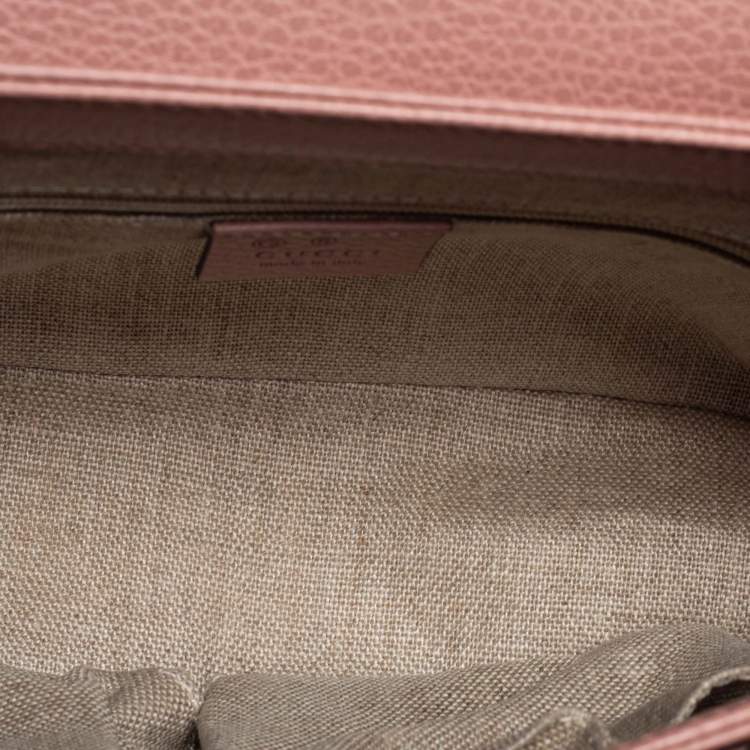Pre Owned Gucci Dusty Pink Leather Dollar Interlocking G Top Handle Bag