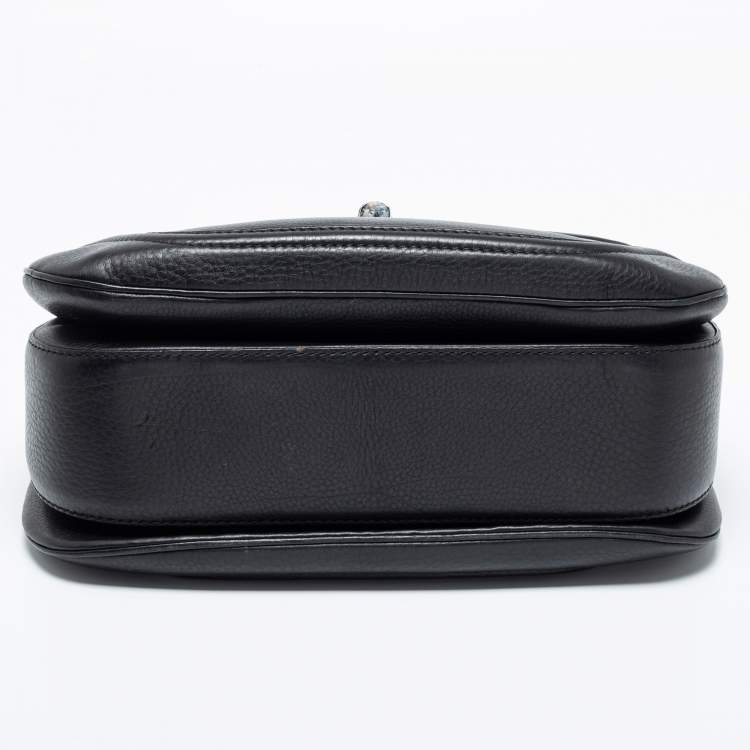 Pre Owned Gucci Black Leather Large New Bamboo Tassel Top Handle bag
