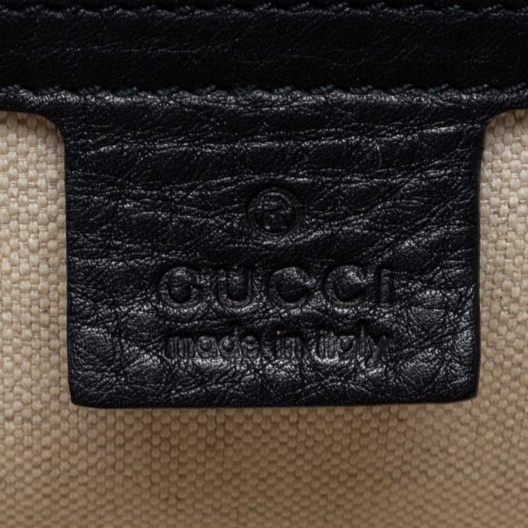 Pre Owned Gucci Black Leather Large New Bamboo Tassel Top Handle bag