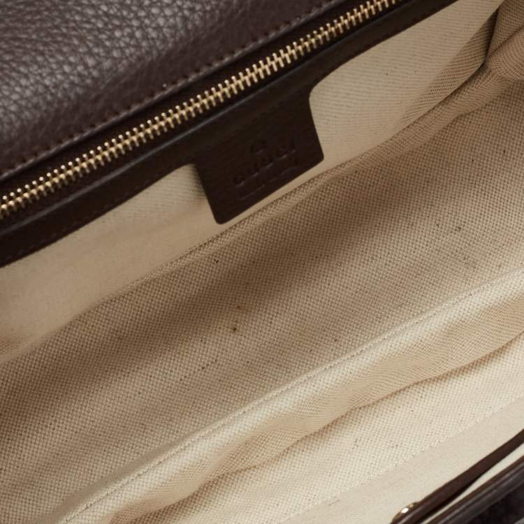 Pre Owned Gucci Brown Leather Bamboo Top Handle Bag