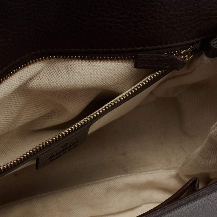 Pre Owned Gucci Brown Leather Bamboo Top Handle Bag