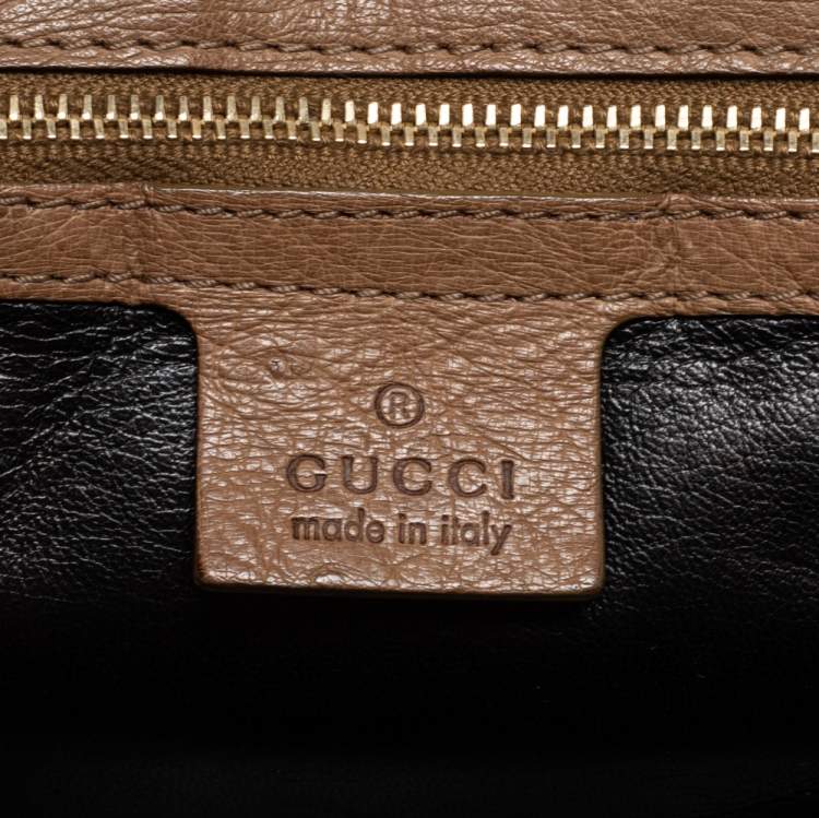 Pre Owned Gucci Tan Ostrich Medium Tassel New Bamboo Top Handle Bag