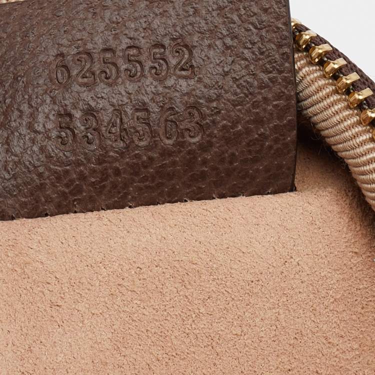 Pre Owned Gucci Beige/Brown GG Supreme Canvas And Leather Ophidia Round Coin Case