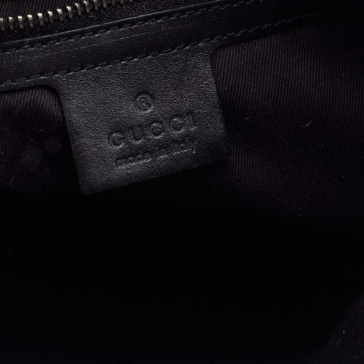 Pre Owned Gucci Black GG Canvas And Braided Leather Handle Shoulder Bag