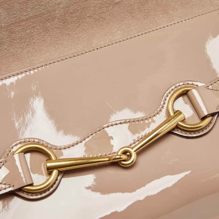 Pre Owned Gucci Beige Patent Leather Bright Bit Clutch