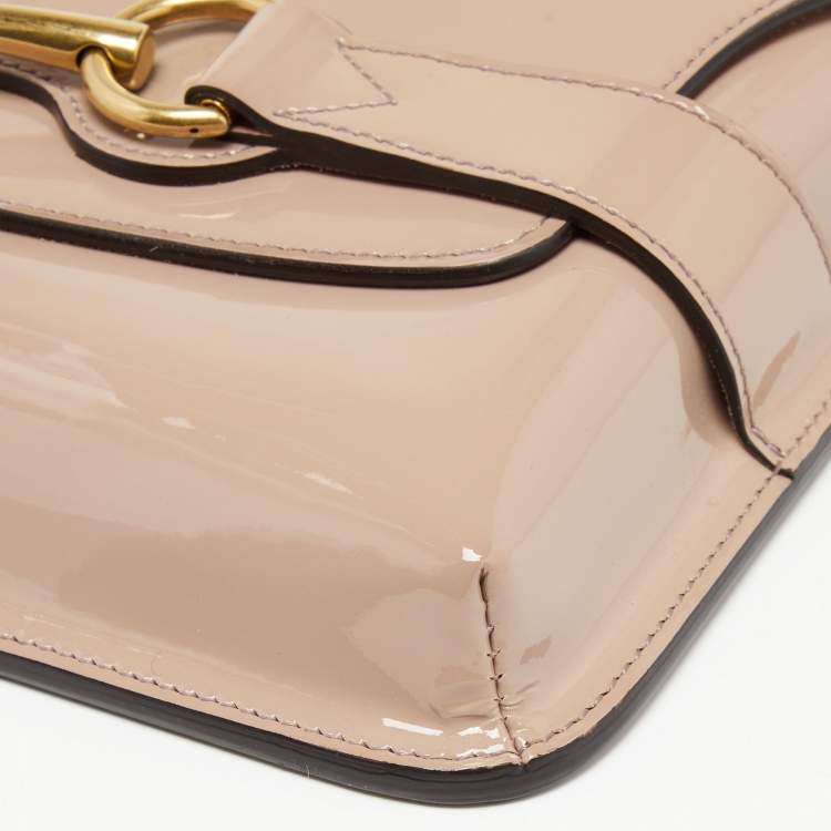 Pre Owned Gucci Beige Patent Leather Bright Bit Clutch