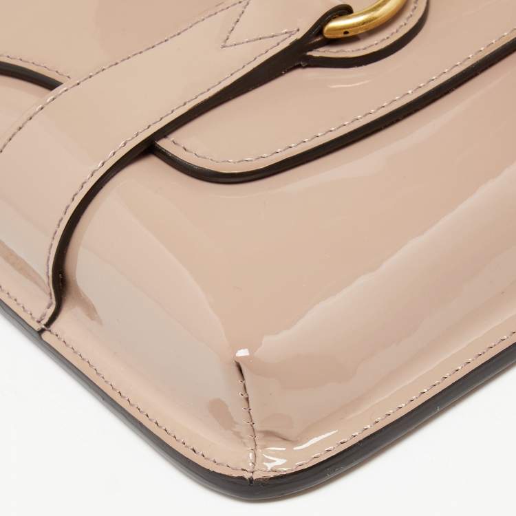 Pre Owned Gucci Beige Patent Leather Bright Bit Clutch
