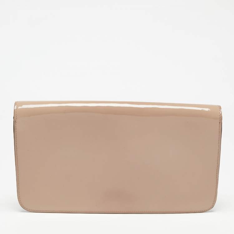 Pre Owned Gucci Beige Patent Leather Bright Bit Clutch