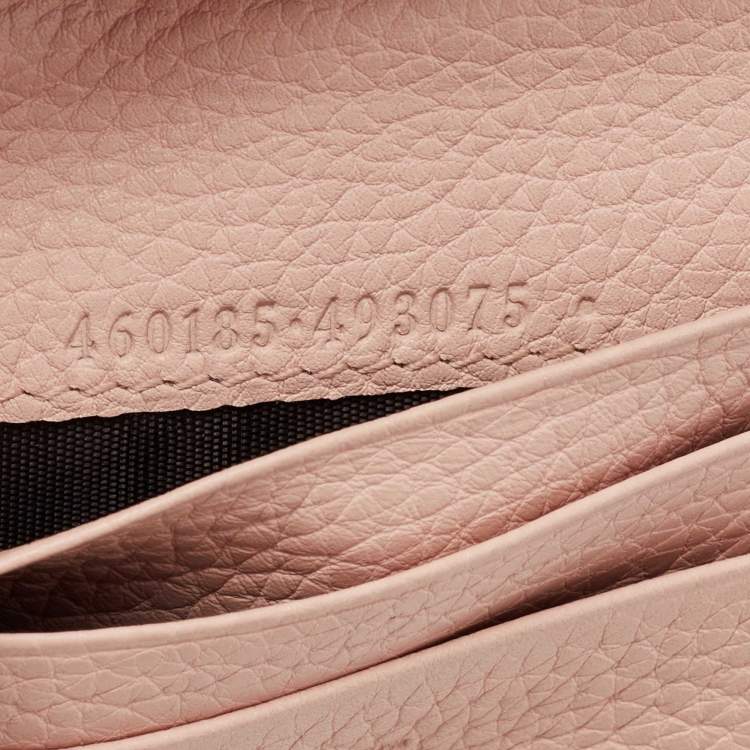 Pre Owned Gucci Light Pink Leather Blind for Love Card Case