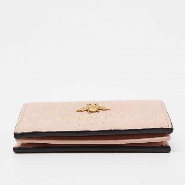 Pre Owned Gucci Light Pink Leather Blind for Love Card Case