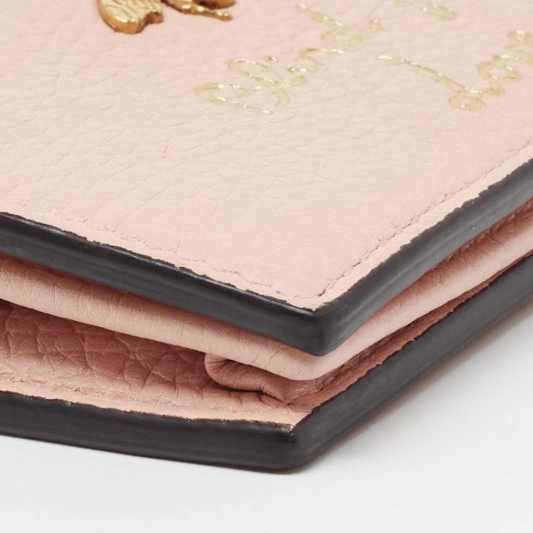 Pre Owned Gucci Light Pink Leather Blind for Love Card Case