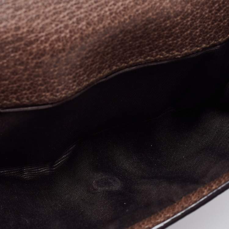 Pre Owned Gucci Brown/Beige GG Supreme Canvas and Leather Ophidia French Wallet