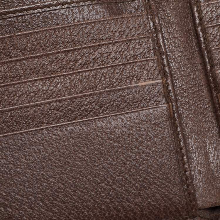 Pre Owned Gucci Brown/Beige GG Supreme Canvas and Leather Ophidia French Wallet