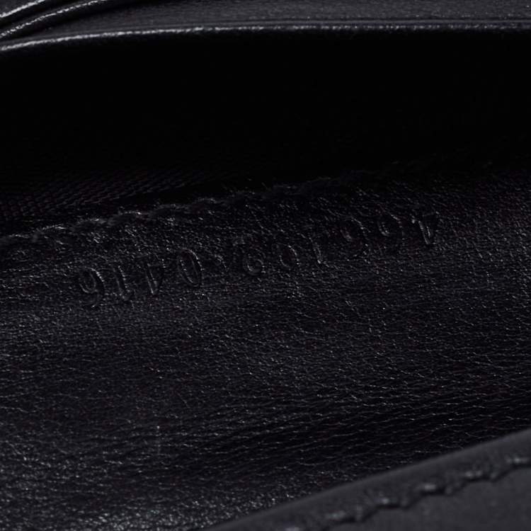 Pre Owned Gucci Black Matelassé Leather GG Marmont Card Case