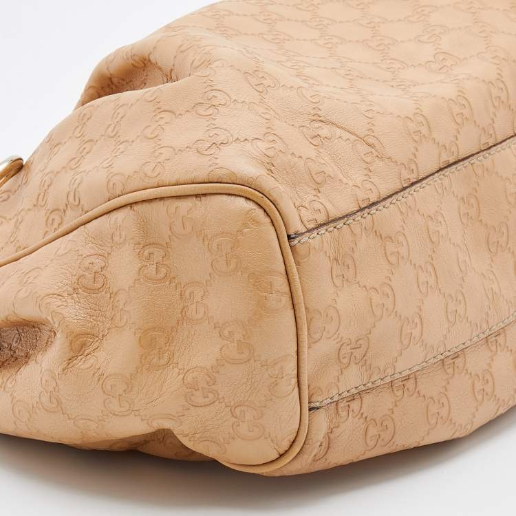 Pre Owned Gucci Beige Guccissima Leather Medium Sukey Tote 