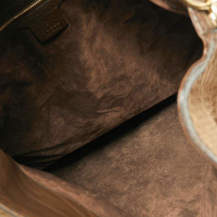 Pre Owned Gucci Brown Python and Leather Large Babouska Indy Hobo