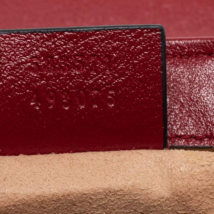 Pre Owned Gucci Black/Red Matelassé Leather Mini Marmont Top Handle Bag