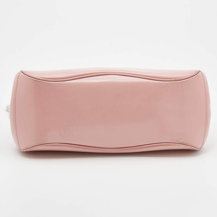 Pre Owned Gucci Pink Leather Lady Lock Bamboo Top Handle Bag
