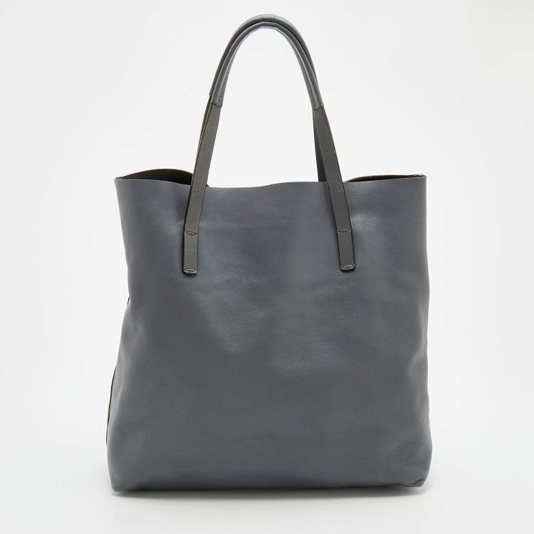Pre Owned Gucci Ash Grey Leather Tassel Horsebit Tote