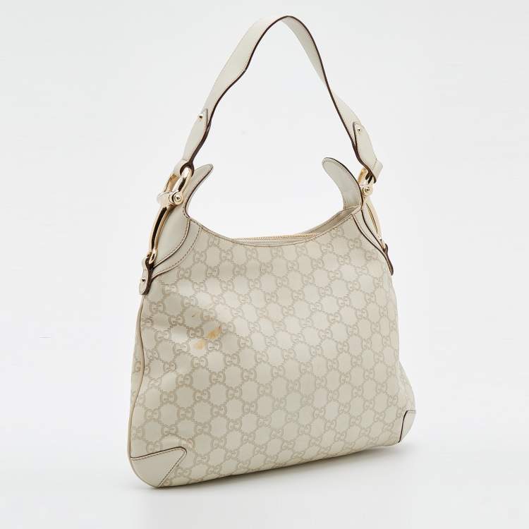 Pre Owned Gucci Off-White Guccissima Leather Creole Hobo