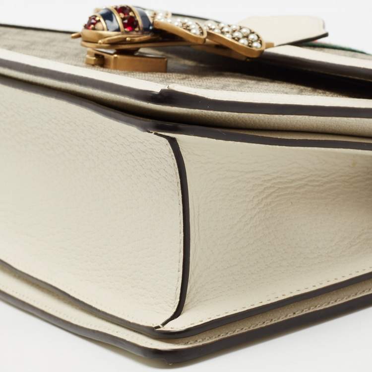 Pre Owned Gucci White/Beige Supreme Canvas and Leather Small Queen Margaret Top Handle Bag