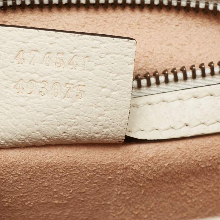 Pre Owned Gucci White/Beige Supreme Canvas and Leather Small Queen Margaret Top Handle Bag