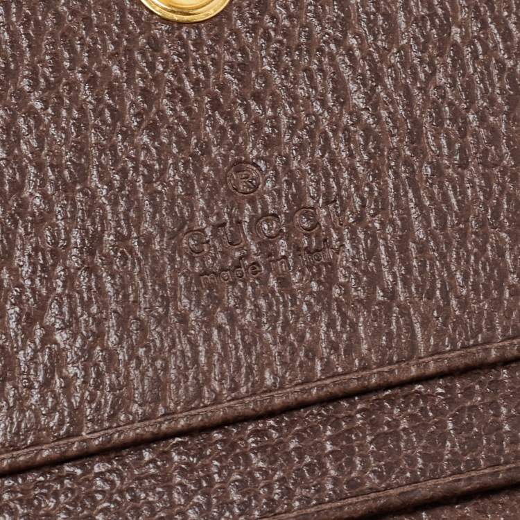 Pre Owned Gucci Brown GG Supreme Canvas and Leather Web Ophidia Card Case Wallet
