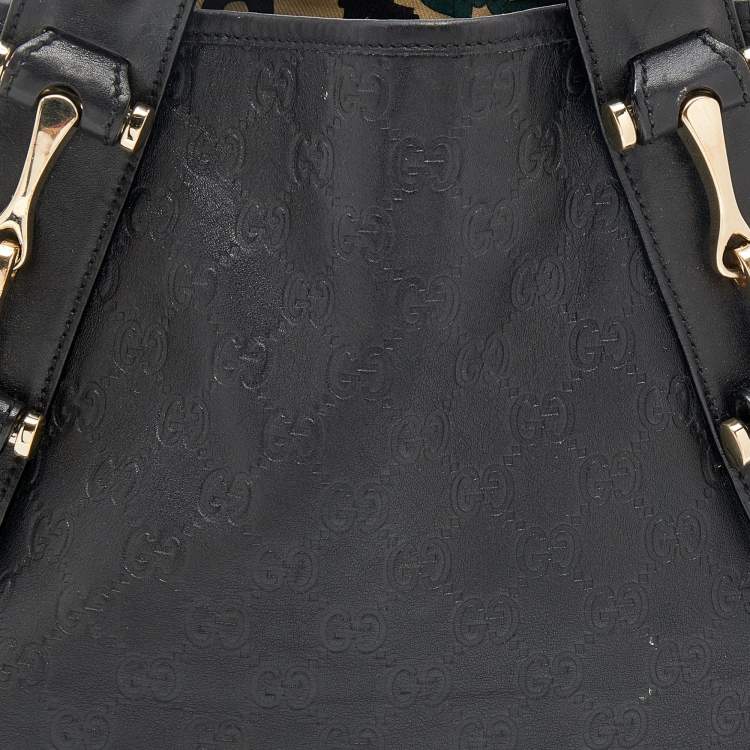 Pre Owned Gucci Black Guccissima Leather Pelham Shoulder Bag