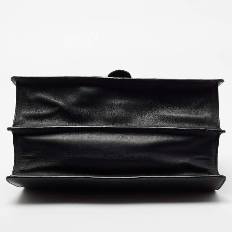 مملوكة مسبقًا Gucci Black Leather Large Dionysus Bamboo Top Handle Bag